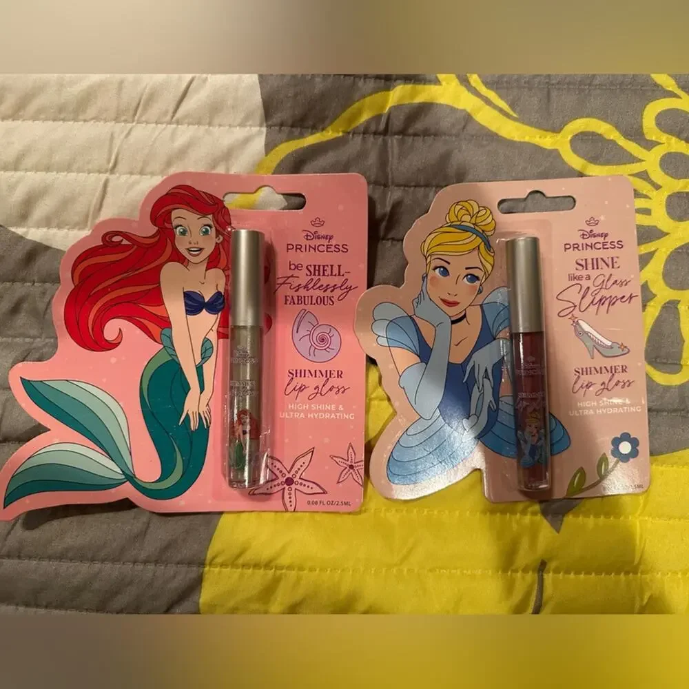NIB Disney Princess Shimmer Lip Gloss SET Ariel & Cinderella
